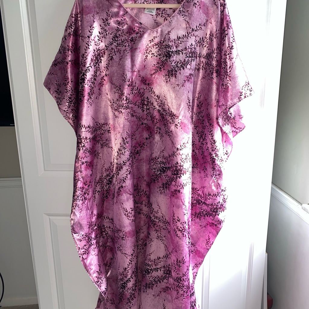 Satin Caftan Muumuu Cover Up Dress Osfm One Size